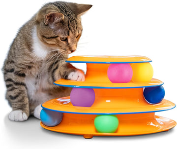 Interactive Multi-Layer Cat Toy Tower with Rolling Balls – Fun & Engaging Play for Cats