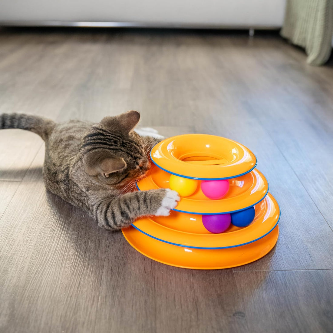 Interactive Multi-Layer Cat Toy Tower with Rolling Balls – Fun & Engaging Play for Cats
