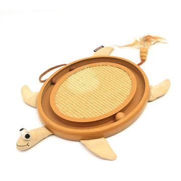Cat Scratcher Turtle Toy – Interactive Sisal Mat with Ball & Feather Teaser