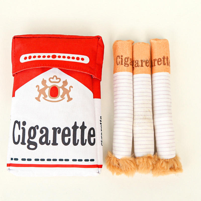 Dog Plush Toy – Funny Cigarette Pack Chew Toy for Pets