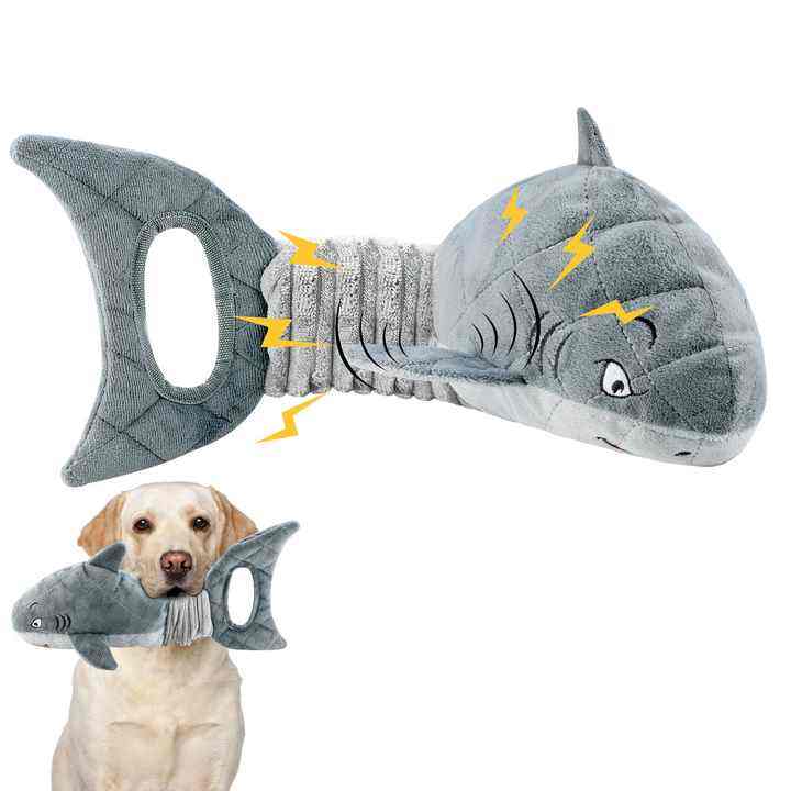 Shark Plush Dog Toy – Squeaky & Crinkle Interactive Chew Toy for Dogs