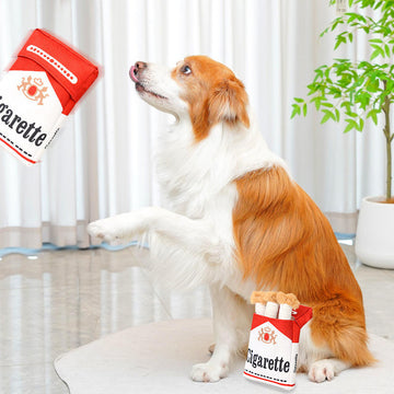 Dog Plush Toy – Funny Cigarette Pack Chew Toy for Pets