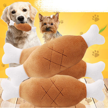 Plush Dog Toy Chicken Leg – Soft Chew & Squeaky Play Toy for Pets