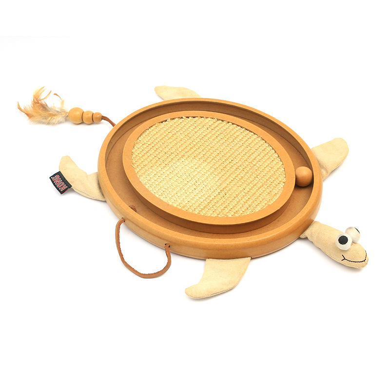 Cat Scratcher Turtle Toy – Interactive Sisal Mat with Ball & Feather Teaser
