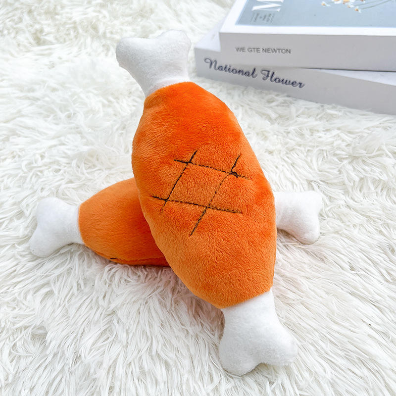 Plush Dog Toy Chicken Leg – Soft Chew & Squeaky Play Toy for Pets