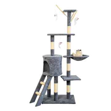 Cat Tree Tower – Multi-Level Scratching Post with Hammock, Condo & Hanging Toys
