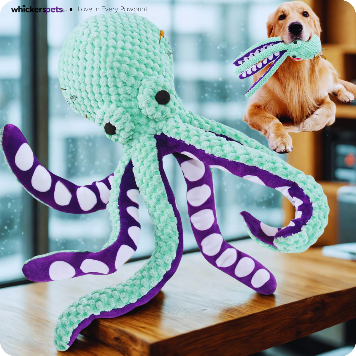 Interactive Octopus Plush Dog Toy with Squeakers