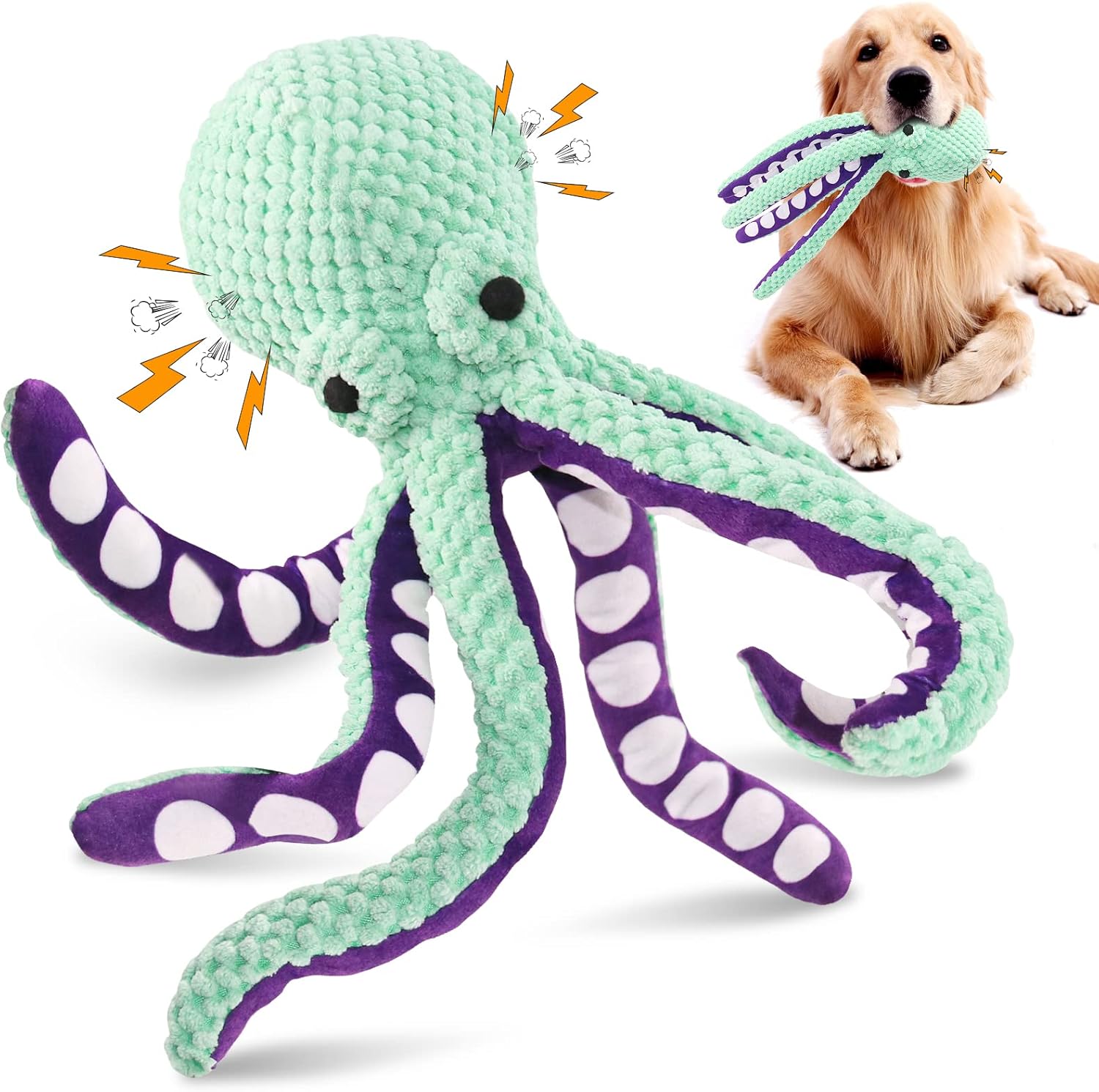 Interactive Octopus Plush Dog Toy with Squeakers